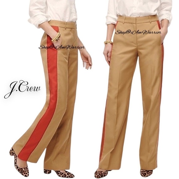 J.Crew tan wide-leg pant with red tuxedo stripe *shop@iamwarrior - Picture 2 of 14
